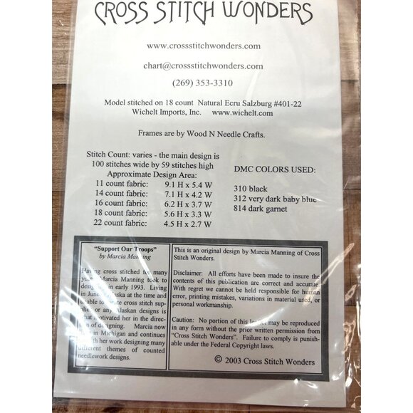 Support Our Troops Counted Cross Stitch Pattern By Cross Stitch Wonders - Picture 3 of 3